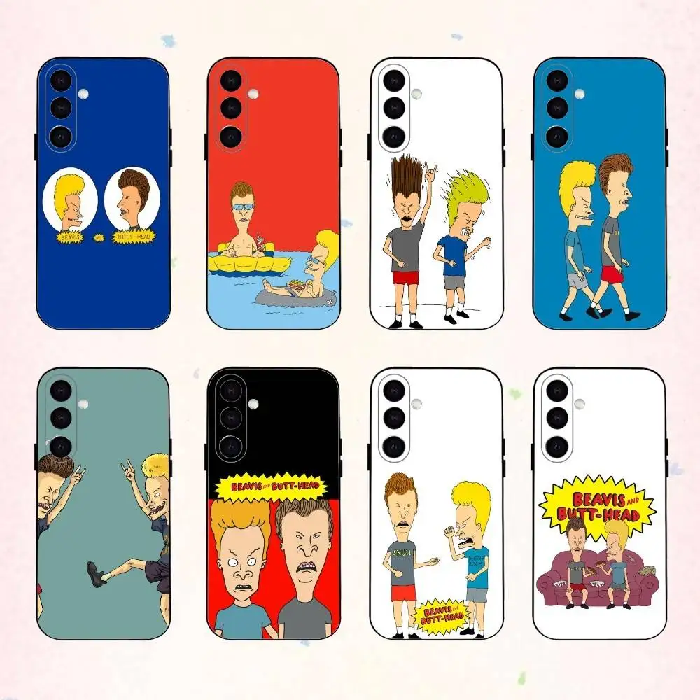 

Cartoon B-Beavis and B-Butt-head phone Case For Samsung Galaxy A73,A72,A71,A70,A53,A52,A51,Others Soft Black Shell