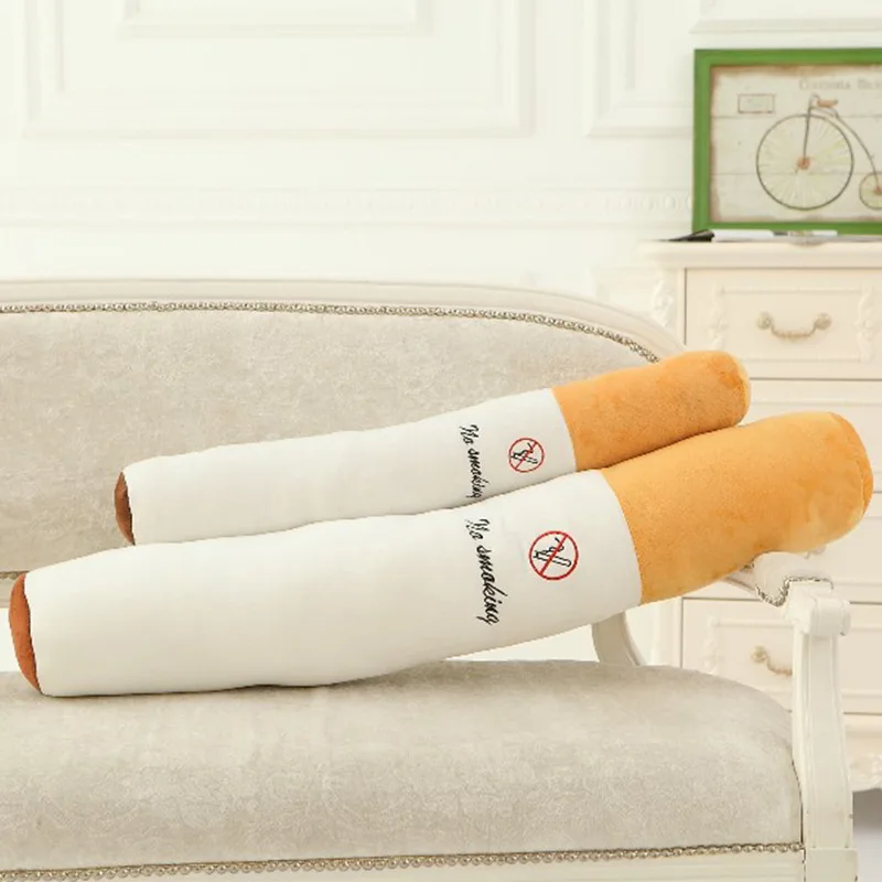 30-110cm Funny Smoking Cylindrical Sleeping Cigarette Pillow Smulation Plush Toys Fashion Friend Birthday Gift