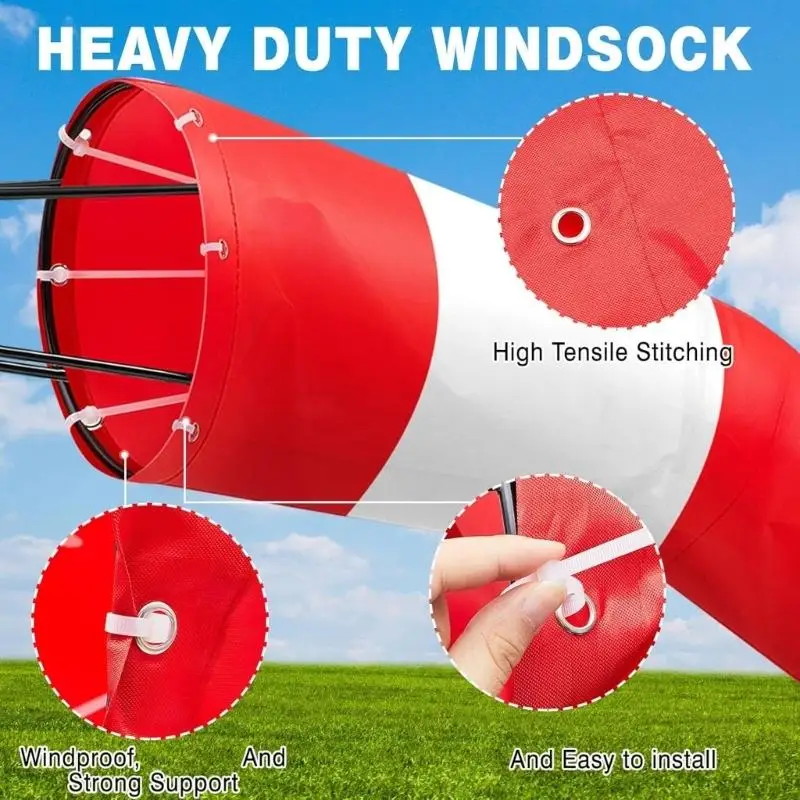 E8BD Wind Socks for Outside Heavy Duty,Wind Direction Indicators for Outdoors Airport view 3