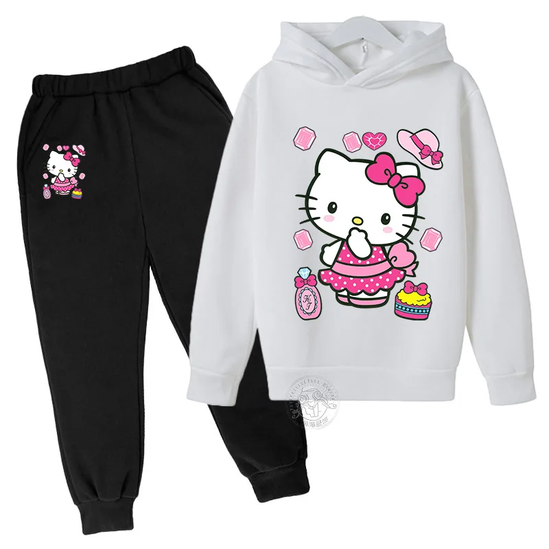 Autumn and winter fashion Hello Kitty cute cartoon Kawaii series girls leisure sports series suit