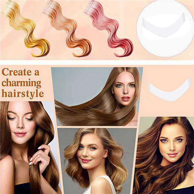 

144 шт./лот, не блестящая лента для парика, двойная клейкая лента для удлинителя, водонепроницаемая для парика/кружевных париков, пленка в форме CC