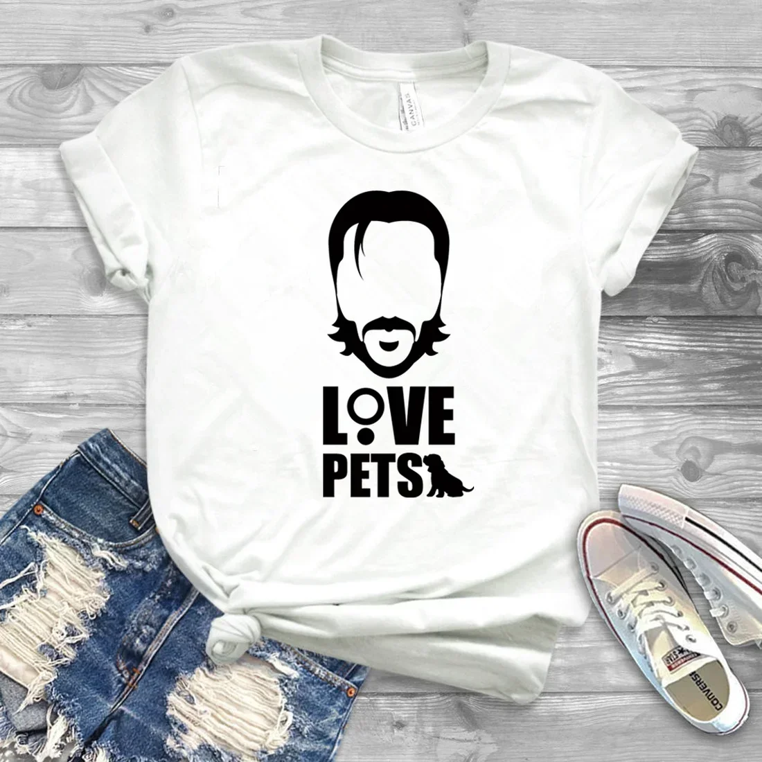 John Wick Love Pets Shirt Be kind To Animals Shirts Funny Keanu Reeves Art T-Shirt women clothing y2k top vintage