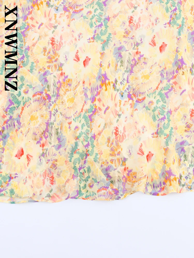 XNWMNZ 2025 ฤดูร้อนใหม่ Lady Chic Boho Halter ชุดเดรสยาววันหยุดเซ็กซี่ผู้หญิงเสื้อผ้าแฟชั่น Backless ชุดดอกไม้