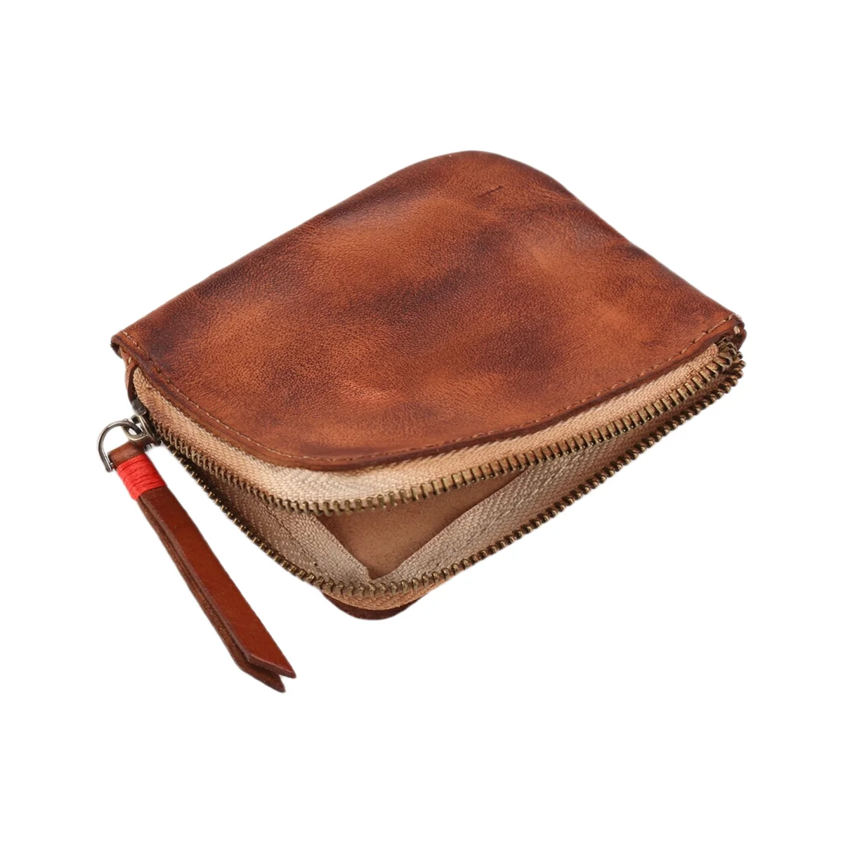 ABQR Leather Coin Purse,for Women&Men Vintage Handmade Wallet,Mini Card Holder Bag,Zipper Purses