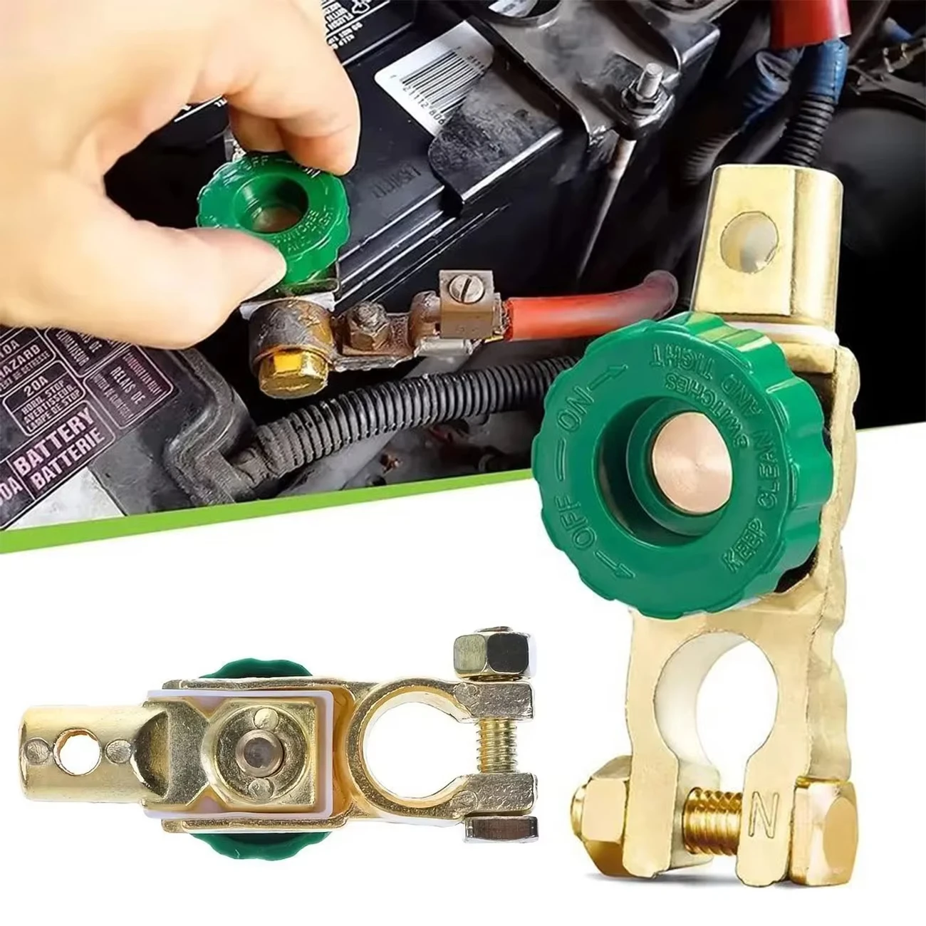 Hochleistungs-Batterietrennschalter aus Messing, 17MM Negativer Anschluss Schnelltrenn-Isolator-Knopf Anti-Leckage für 12V 24V Fahrzeuge