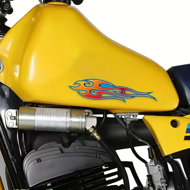 2 шт./компл., красочный узор пламени, наклейка на автомобиль, мотоцикл, энергическая наклейка для внешней персонализации автомобиля и любителей скорости