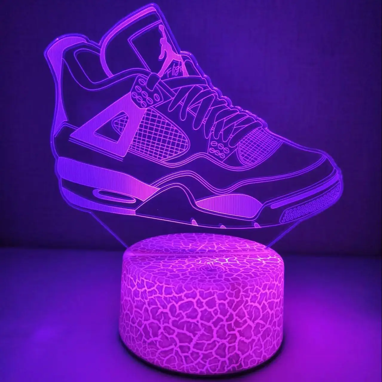 3D LED Light Sneakers Sign Acrylic Illusion Night Lamp RGB Flashing Cool Gift Desktop Setup Computer Backlight Room Decoration