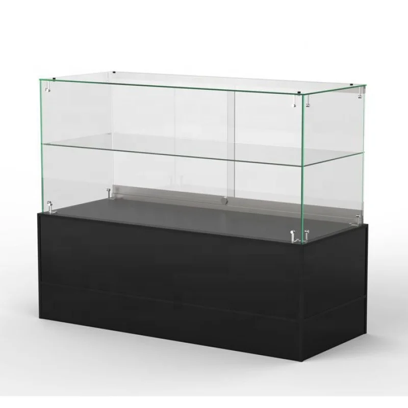 

custom.Cheap Frameless Showcase Glass Display Counter Half Smoke Shop Showcase with Storage Cabinet