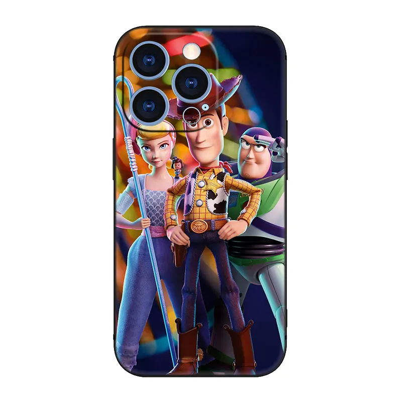 Disney Toy Story Woody Buzz Phone Case For Apple iPhone 14 13 12 Mini 11 Pro XR X XS MAX 6S 7 8 Plus 5S SE 2020 2022 Black Cover