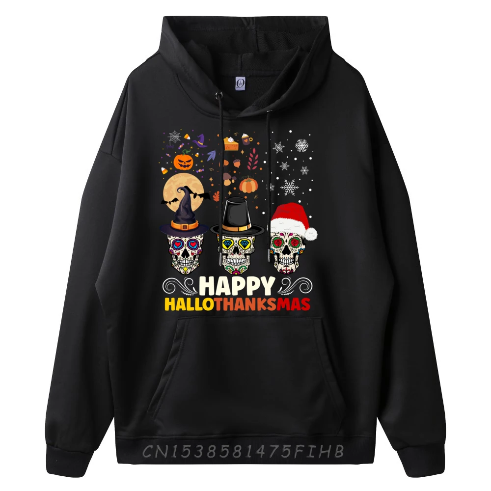 Halloween Thanksgiving Christmas Hallothanksmas Sugar Skull Brand Clothing Custom Hoodies