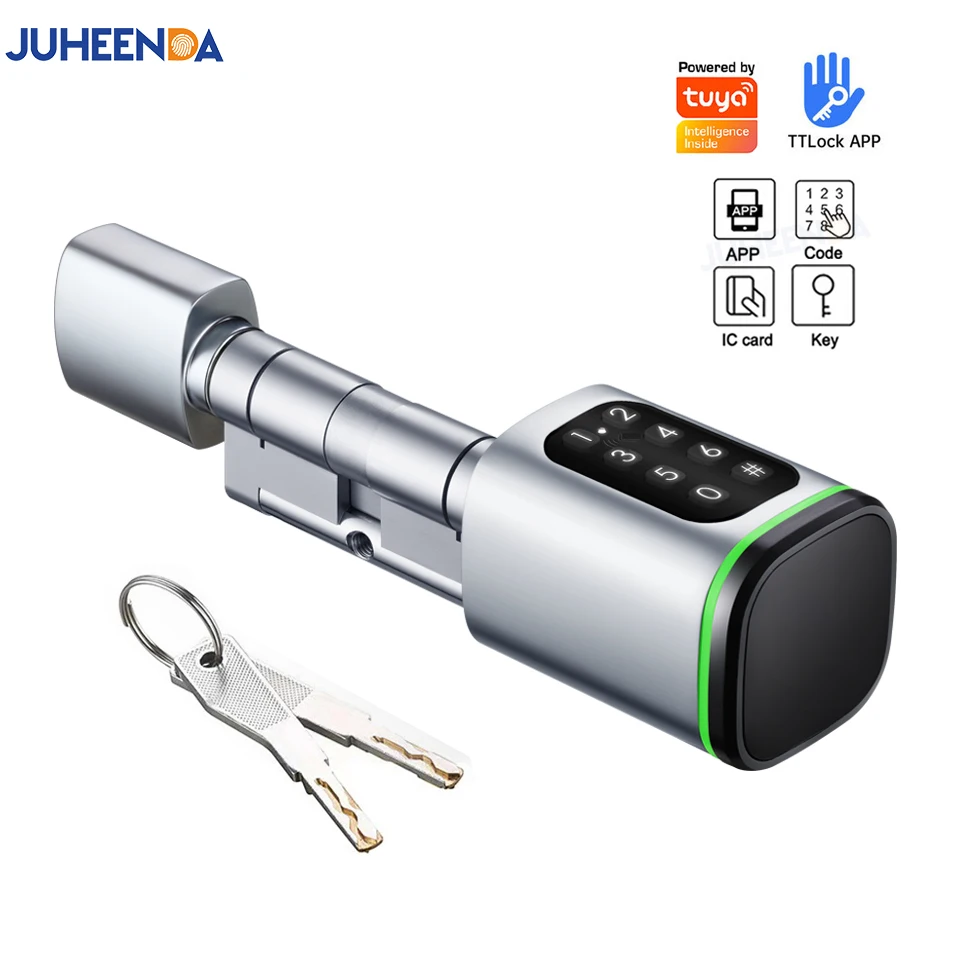 Euro Door Smart Cylinder Lock Tuya Bluetooth APP Digital Password Card Mechanicak Key TTlock Unlock Home Electronic Smart Lock