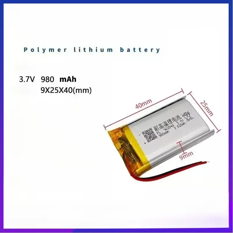 2-10pcs for Smartwatches Bluetooth Headphones Mice 902540 Battery 3.7V 980mAh Lipo Rechargeable Lithium-ion Batteries