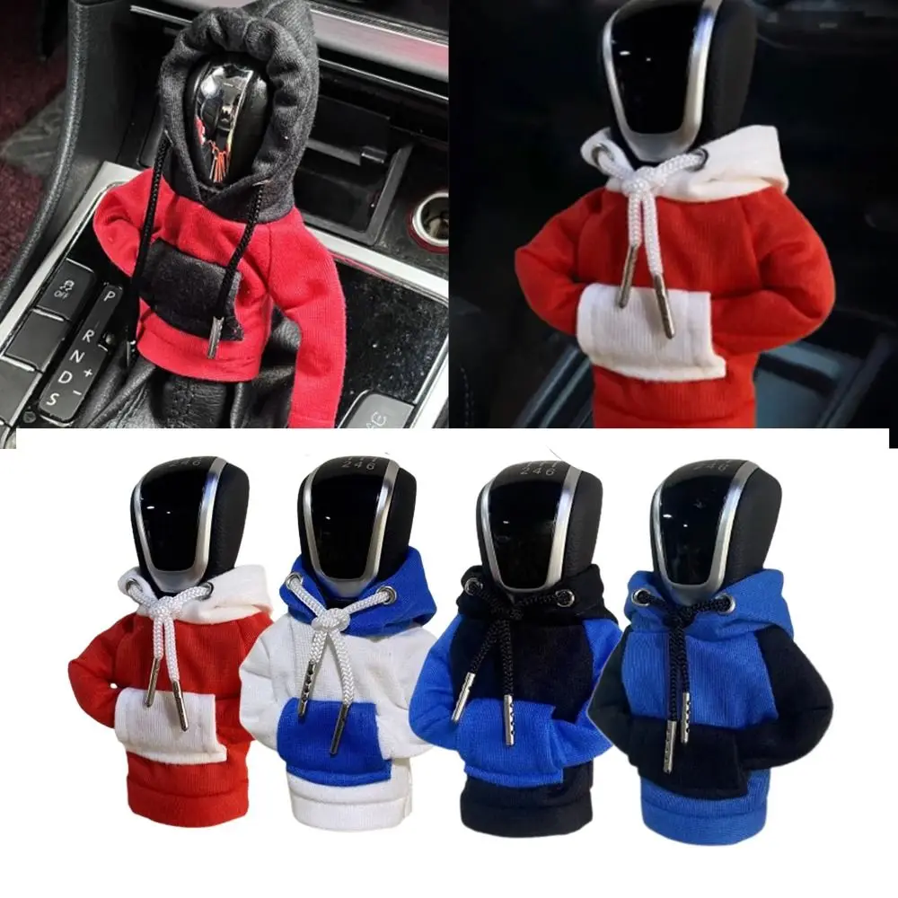Color Stitching Hoodie Car Gear Shift Cover Creative Car Interior Cotton Gear Shift Knob Hoodie Cover Car