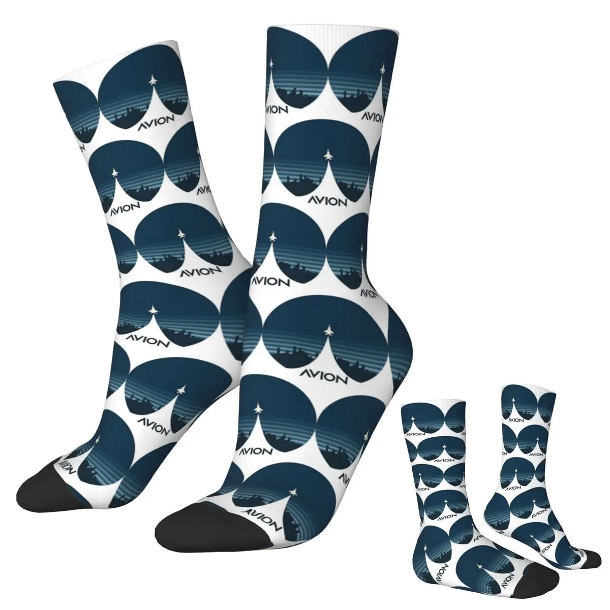 Avião de combate de aviação acima da cidade meias harajuku meias super macias durante toda a temporada meias longas para presentes de natal unissex