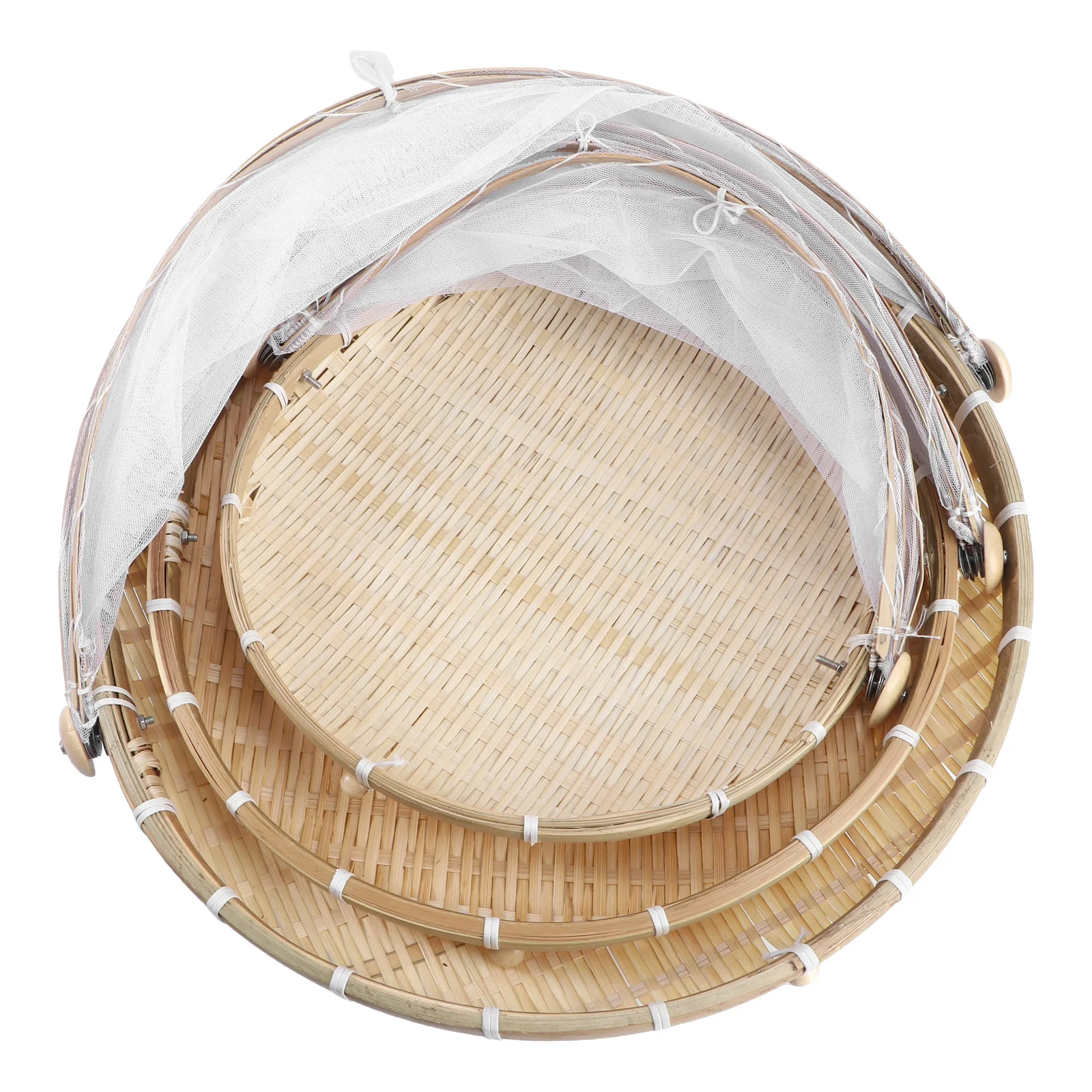 

3pcs Bamboo Woven Storage Dustpan Basket Food Basket Khaki Manual Woven Household Container Environmentally Friendly