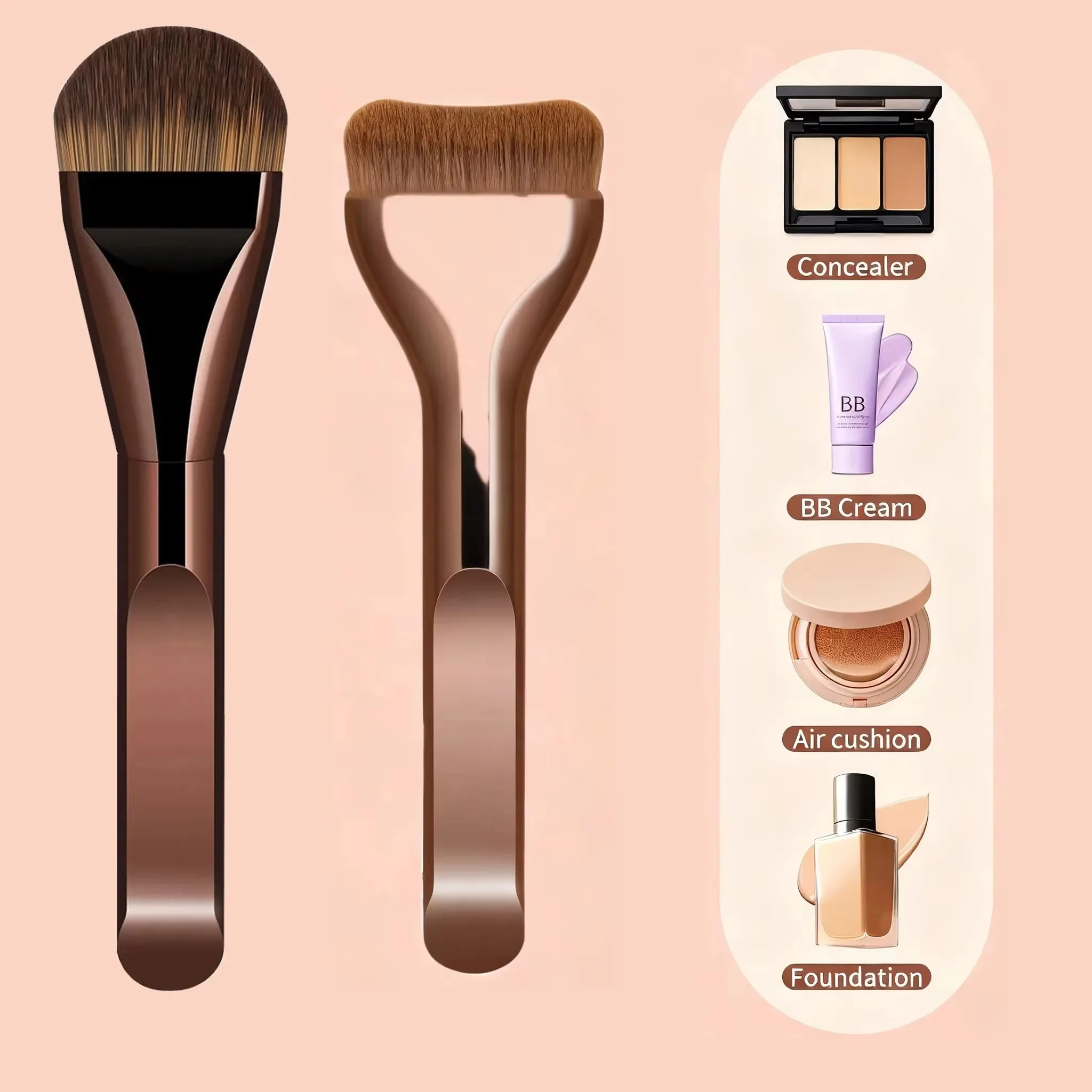 2Pcs/1Set  New Ultra Thin Makeup Brush Set Portable Multifunctional Shadow Brush Foundation Highlighter Brush Makeup Tool C811