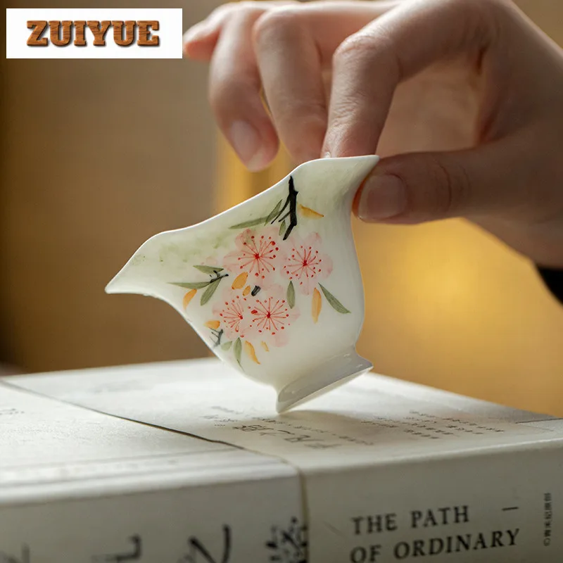 2 قطعة/الوحدة رسمت باليد زهر الخوخ فنجان الشاي الفاخرة وعاء الشاي كوب للشاي الشاي تذوق العطر كوب Jianzhan ماستر أكواب Teaset 50 مللي #2