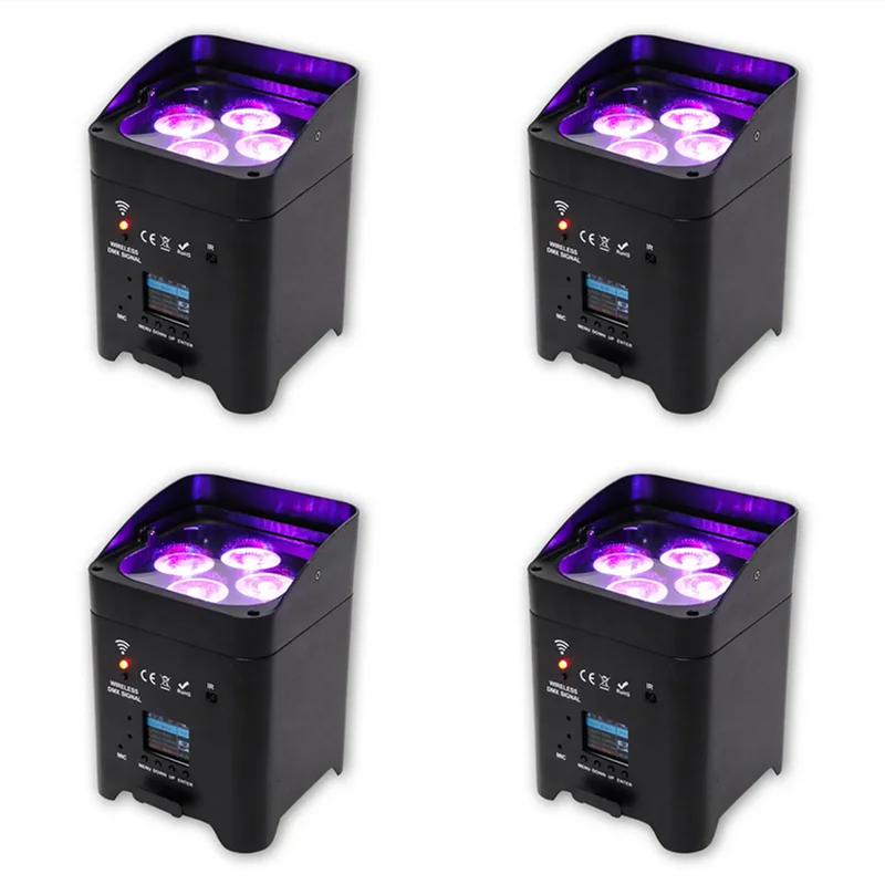 

4 шт. светодиодный беспроводной аккумуляторный светильник 4x18 Вт RGBWA + УФ 6в1 светодиодный прожектор с дистанционным управлением через приложение Disco Party Club Bar dmx effect light show