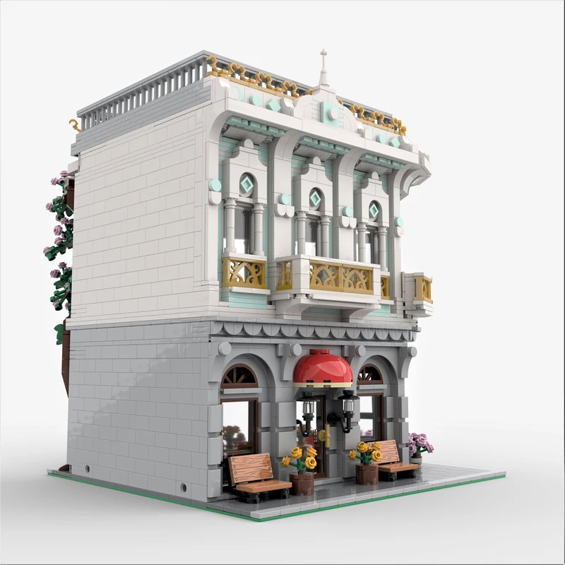 City Street View Model MOC Building Bricks Street Corner Store Modular Technology Gifts Holiday Assemble Children Toys Suit