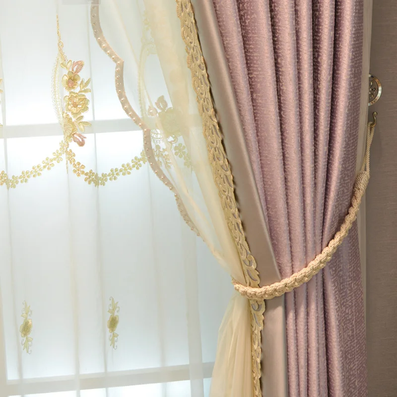 

Curtains for Living Dining Room Bedroom Light Luxury European and American High Precision Jacquard