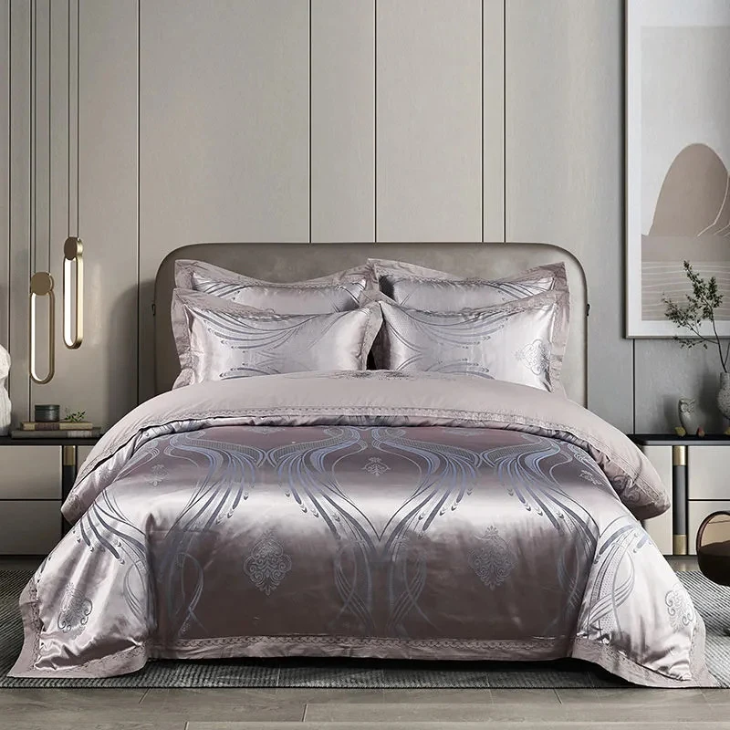 Cotton Bedding Set Jacquard King Size Luxury European Wedding Bedding Sets Queen American Satin Double Duvet Cover Set 220x240