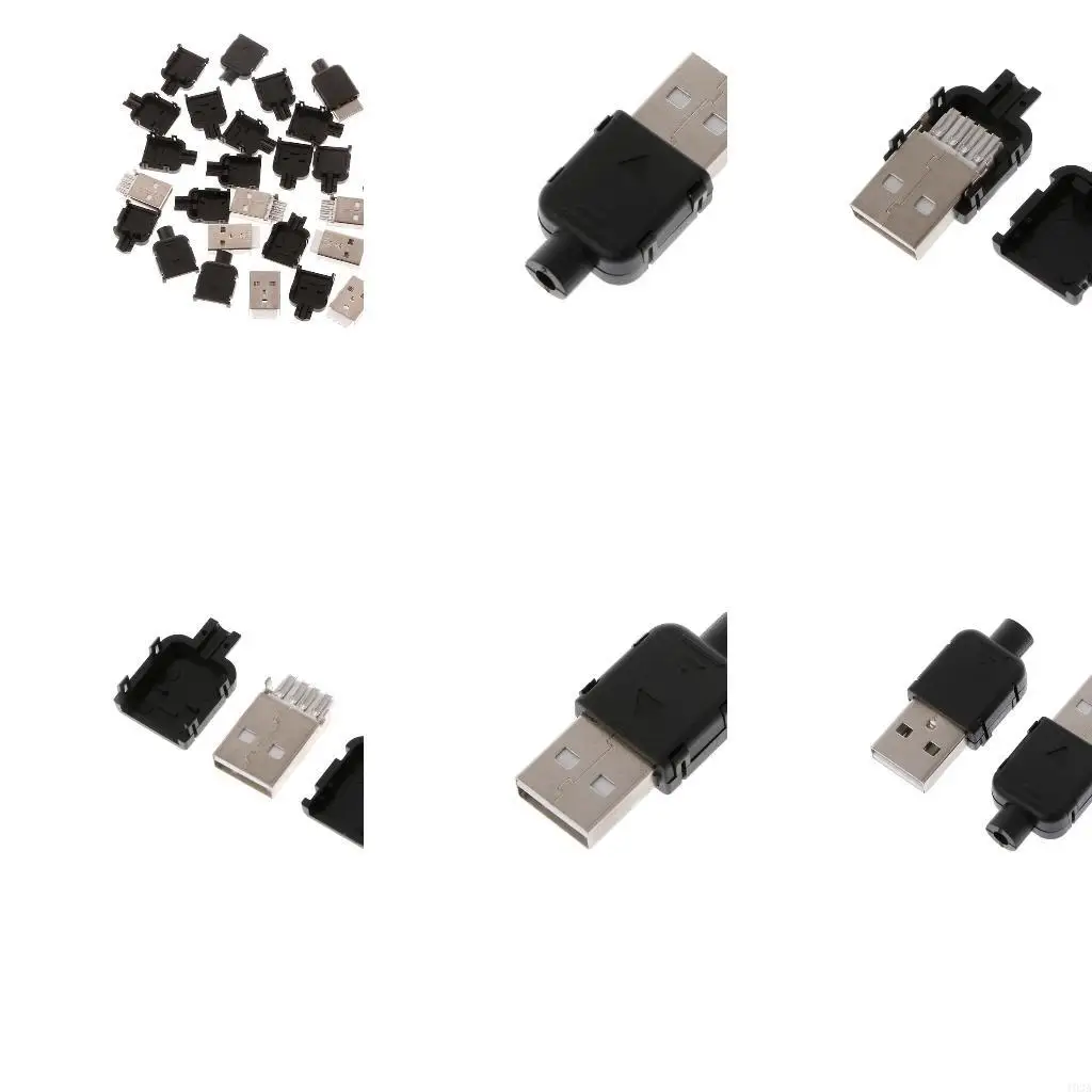 193A 10Sets Type A USB 4 Pin Male Socket Connector Plug Termination Plastic for S