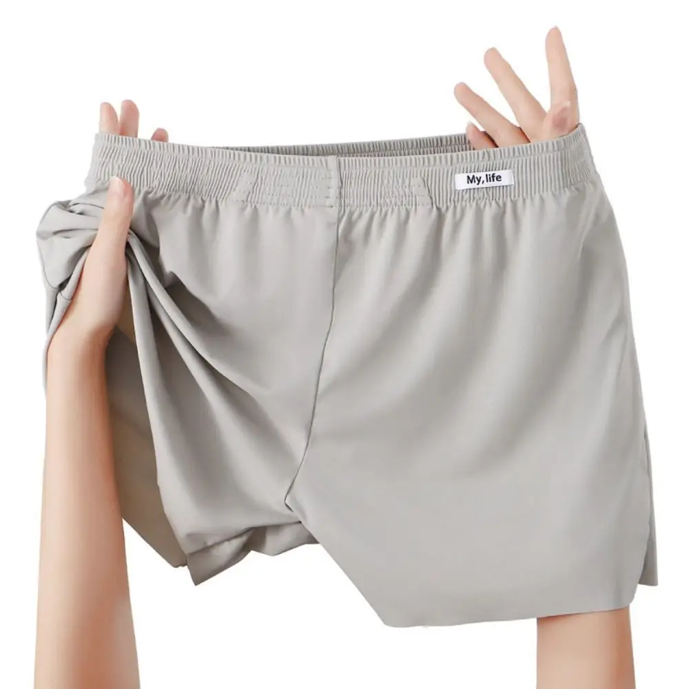 

Comfortable Solid Color Men's Boxer Briefs Seamless Mid Waist Men Ice Silk Panties Lingerie Large Size Underwear for Man Gifts