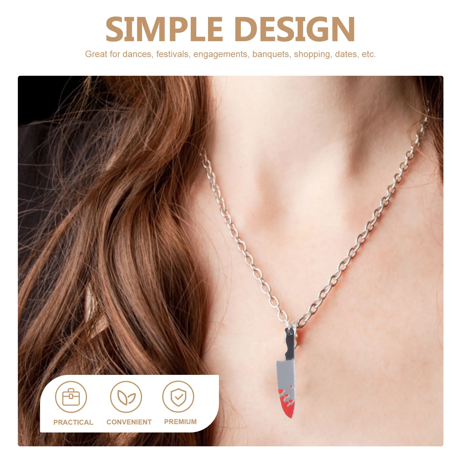 

Alloy Necklace Men's Gothic Jewelry Blood Drip Pendant Choker Chain Unique Costume Accessory Party Wedding for Men