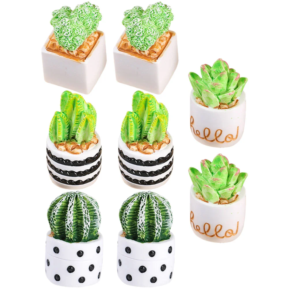 

8 Pcs Cactus Micro Landscape Artificial Vines Plant Succulents Mini House Supply Prop Potted