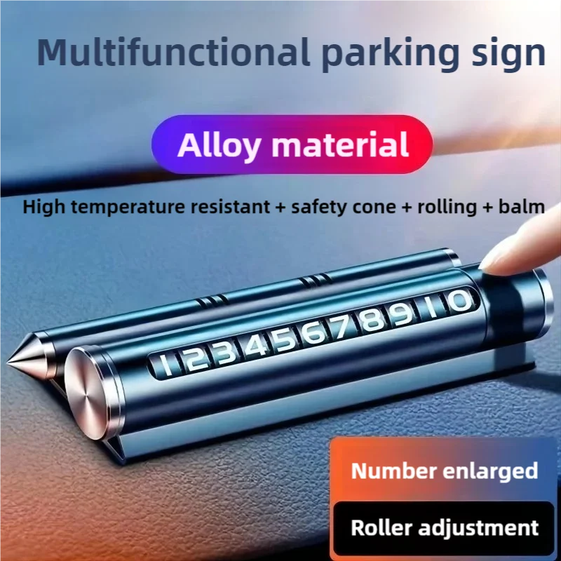 Phone Number Plate Car Metal Safety Hammer Car Mounted Window Breaker Multifunctional Escape Hammer Car Temporary Parking Card