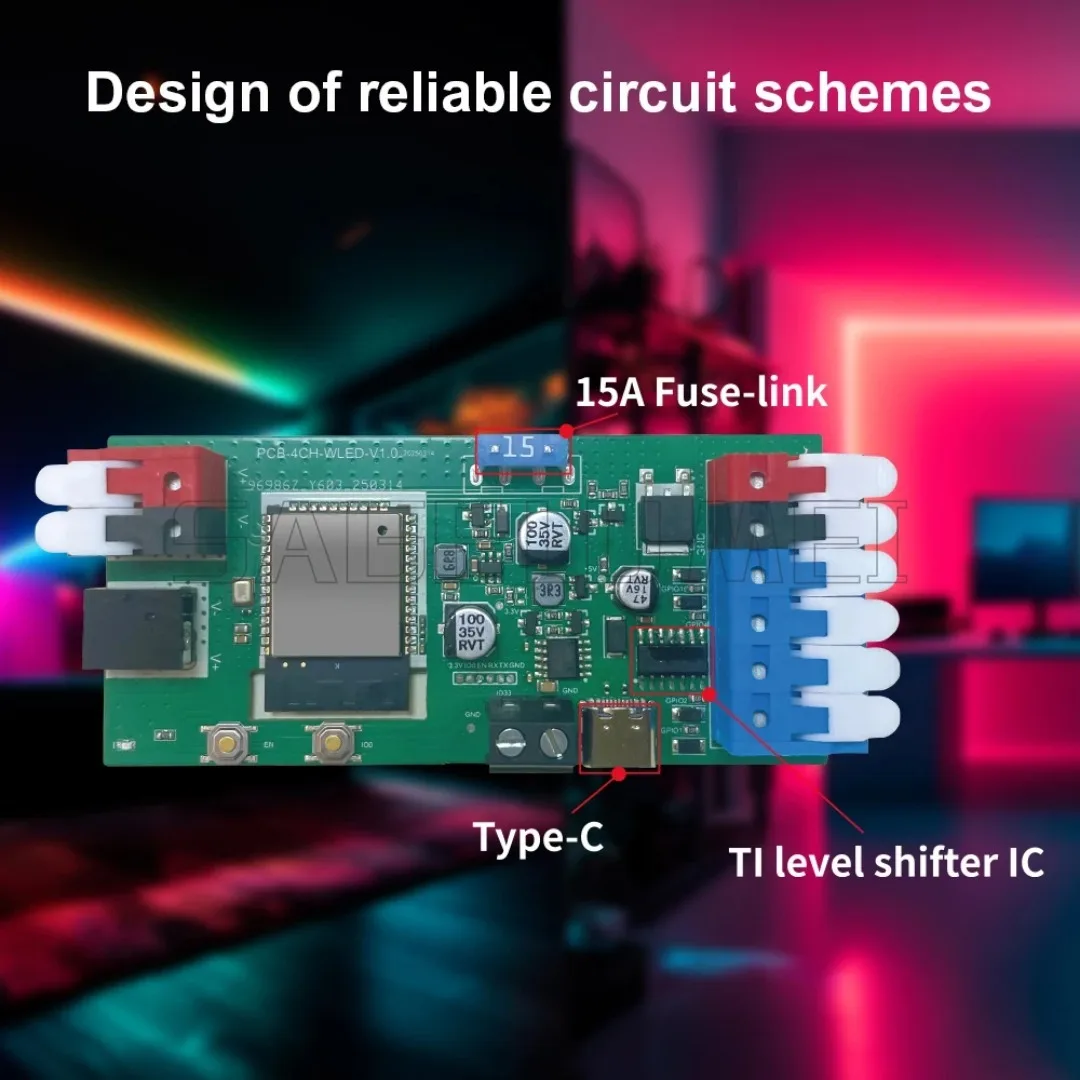ESP32 WLED Digital LED Controller Microphone function UART Download DIY Dynamic Lighting Mode APP Voice Control Channel GLEDOPTO