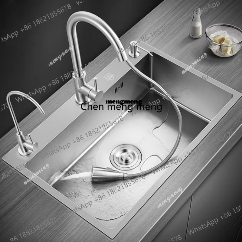 304 Stainless Steel sinks Silver Kitchen Sink Above Counter or Undermount Installation Single Basin Bar Sink Washing Basin