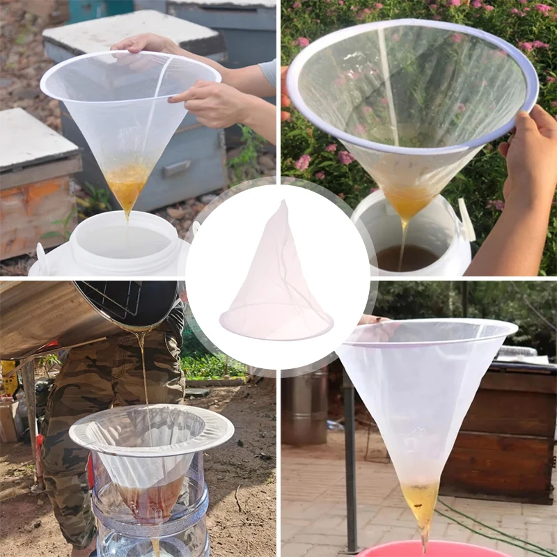 Honey Filter Nylon Cone-Shaped Sieve Funnel Honey Flow Mesh Impurity Filter Cloth Fiber Precision Screener Beekeeping Supplies