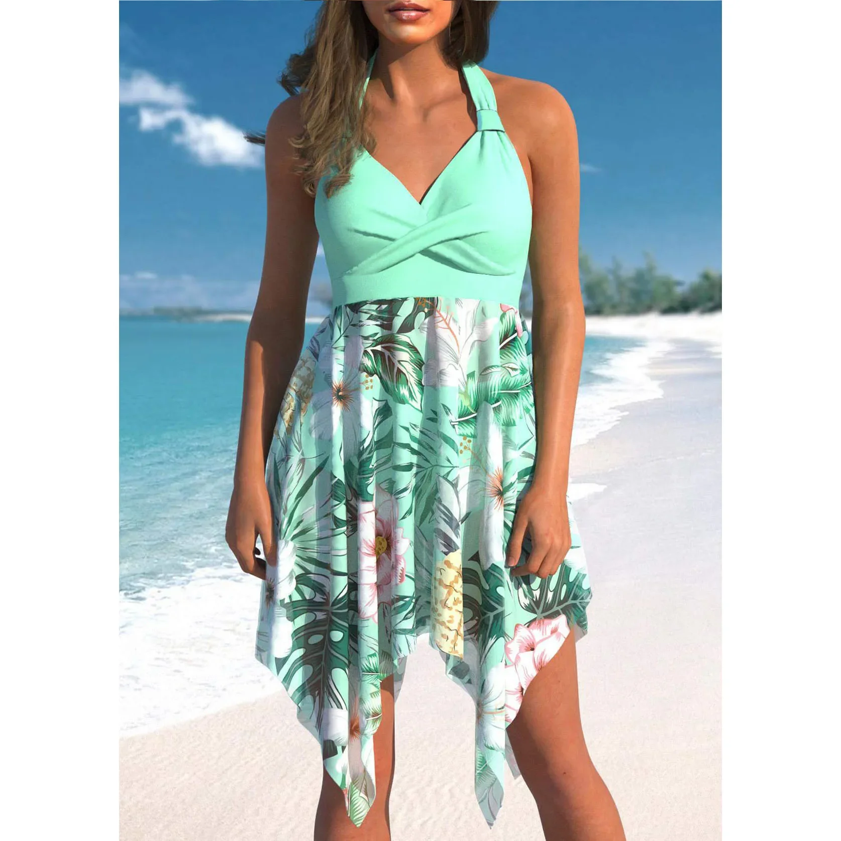 2023 Summer Regular Tankini New Design Printed Women\'s Swimwear Two Piece Swimwear Bikini Set Beach Wear Swimwear Swimwear Set