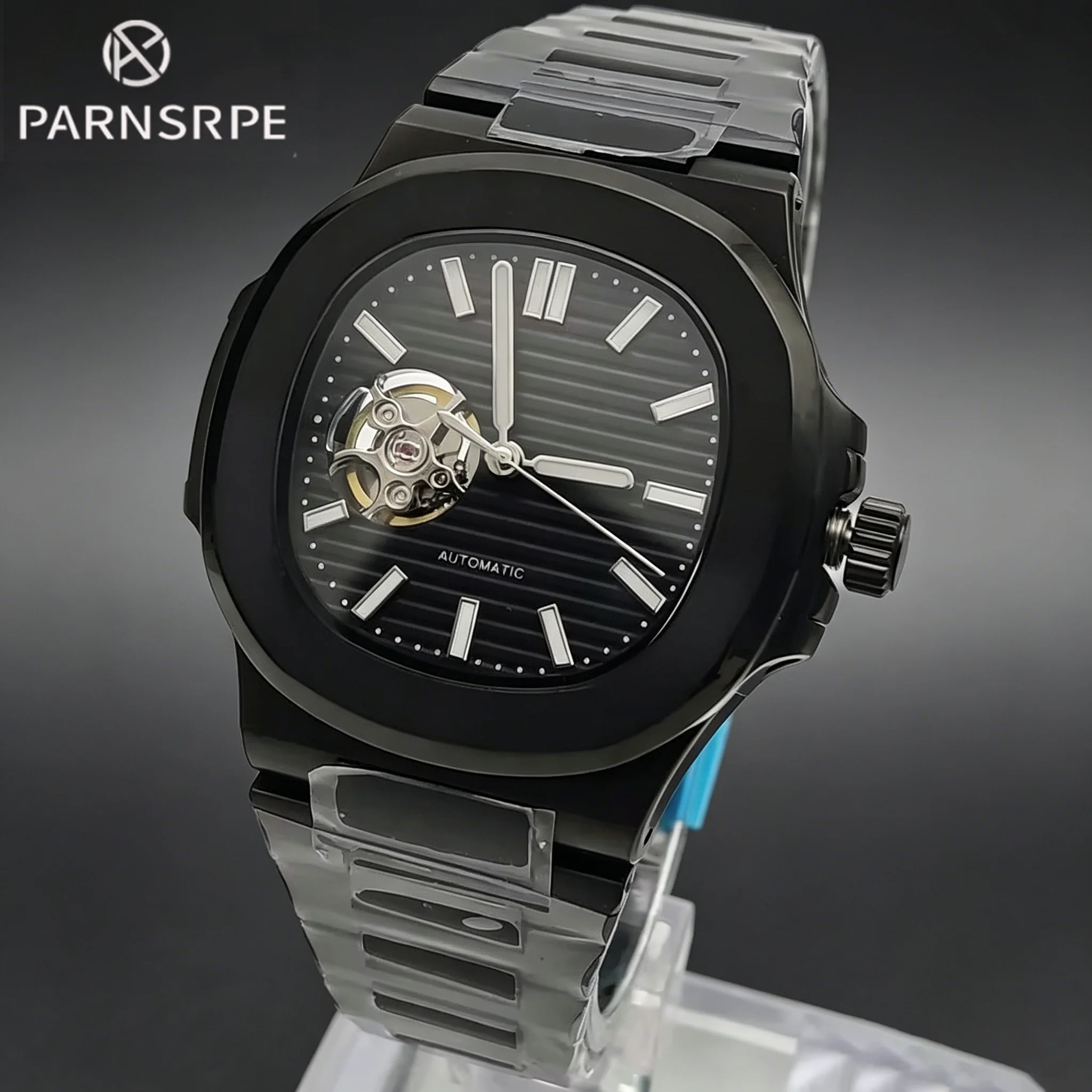

New men's black business-style wristwatch, NH38 Japanese movement, green, luminous automatic mechanical watch