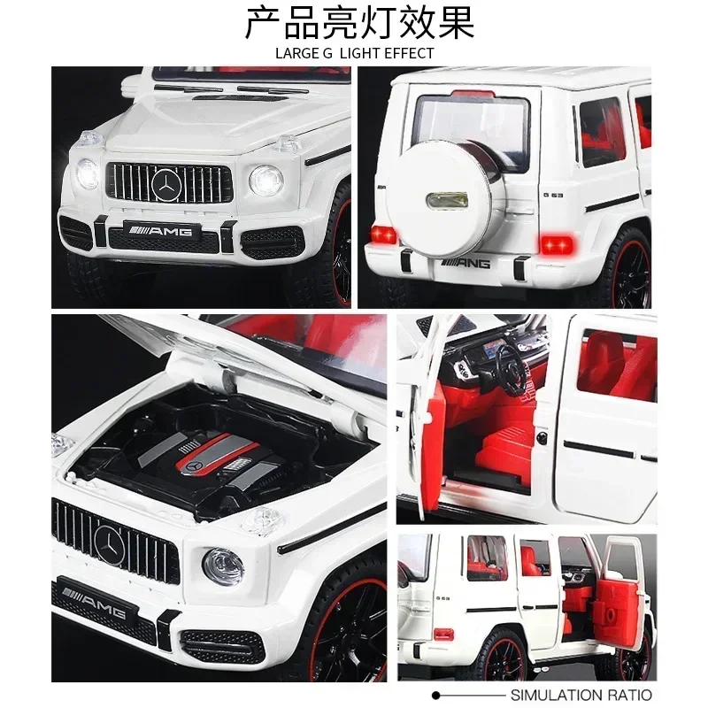 1:22 AMG G63 Off-road Car Simulation Diecast Metal Alloy Model Car Sound Light Pull Back Collection Kids Toy Gifts