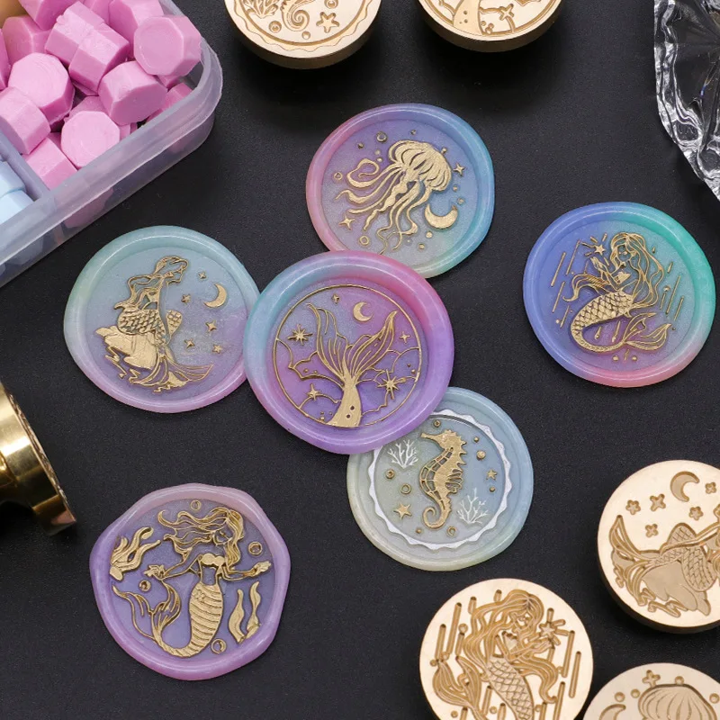 Brass Wax Seal Stamp Fire Lacquer Greetings Gaisy Graduation Ocean Mermaid Seals Wedding  Invitation Sealing Diy Wax Stamp tool