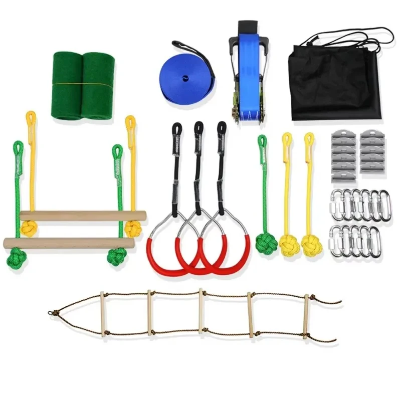 Kids Outdoor Climbing Rope Obstacle Training / Slack Line – Develops Balance & Coordination, Backyards, Parks, Outdoor Adven
