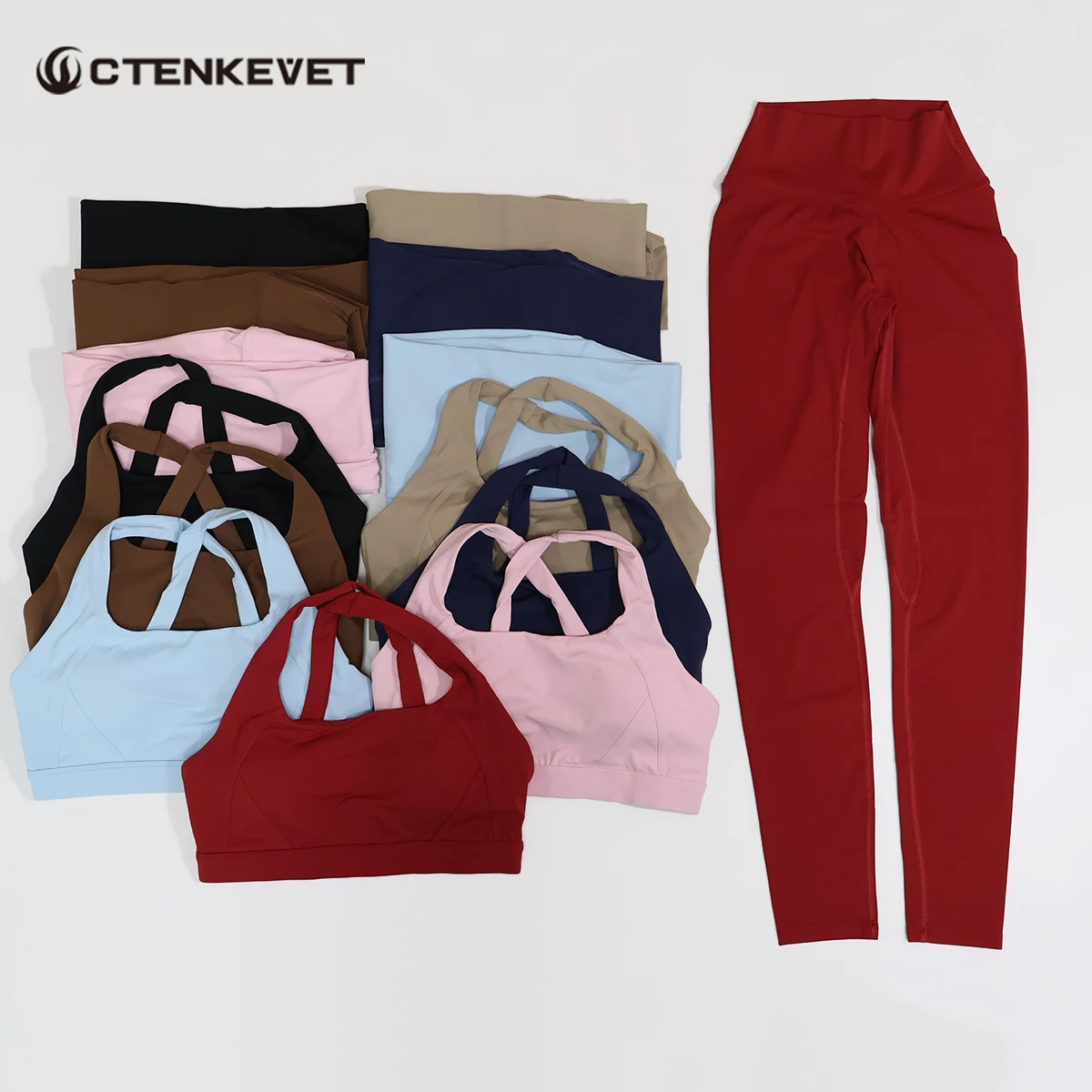 

Женский комплект для фитнеса Ctenkevet: спортивный бюстгальтер с перекрестной спинкой и леггинсы, удобный комплект из двух предметов для йоги и тренировок