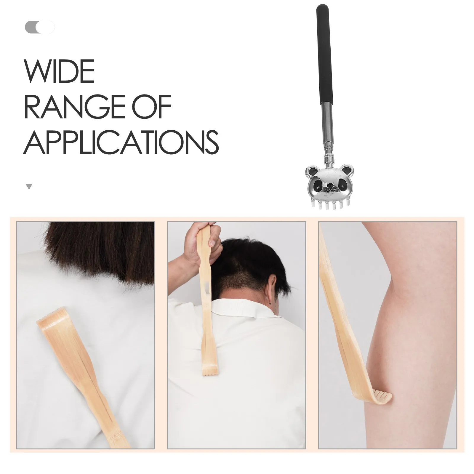 Stainless Steel Panda-Shaped Back Scratcher Extendable Telescopic Scratch Massager for Itching Back Pain Relief Animal Design