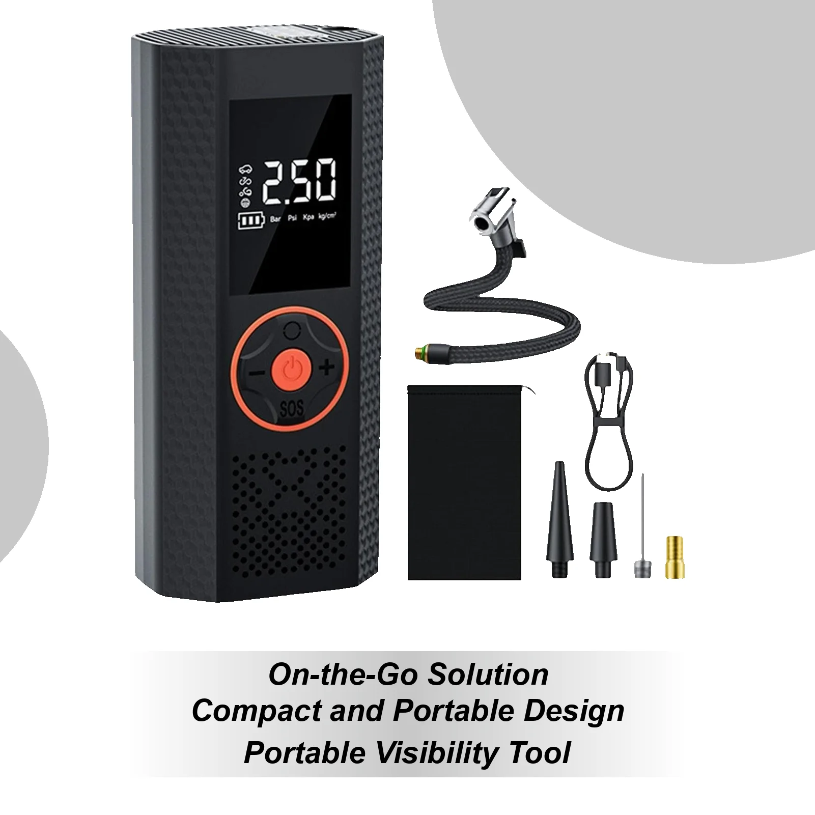 

Портативный воздушный насос, беспроводной автоматическое отключение с подсветкой, портативный насос для накачивания шин для автомобиля, мотоцикла, велосипеда, автомобиля, электрического скутера