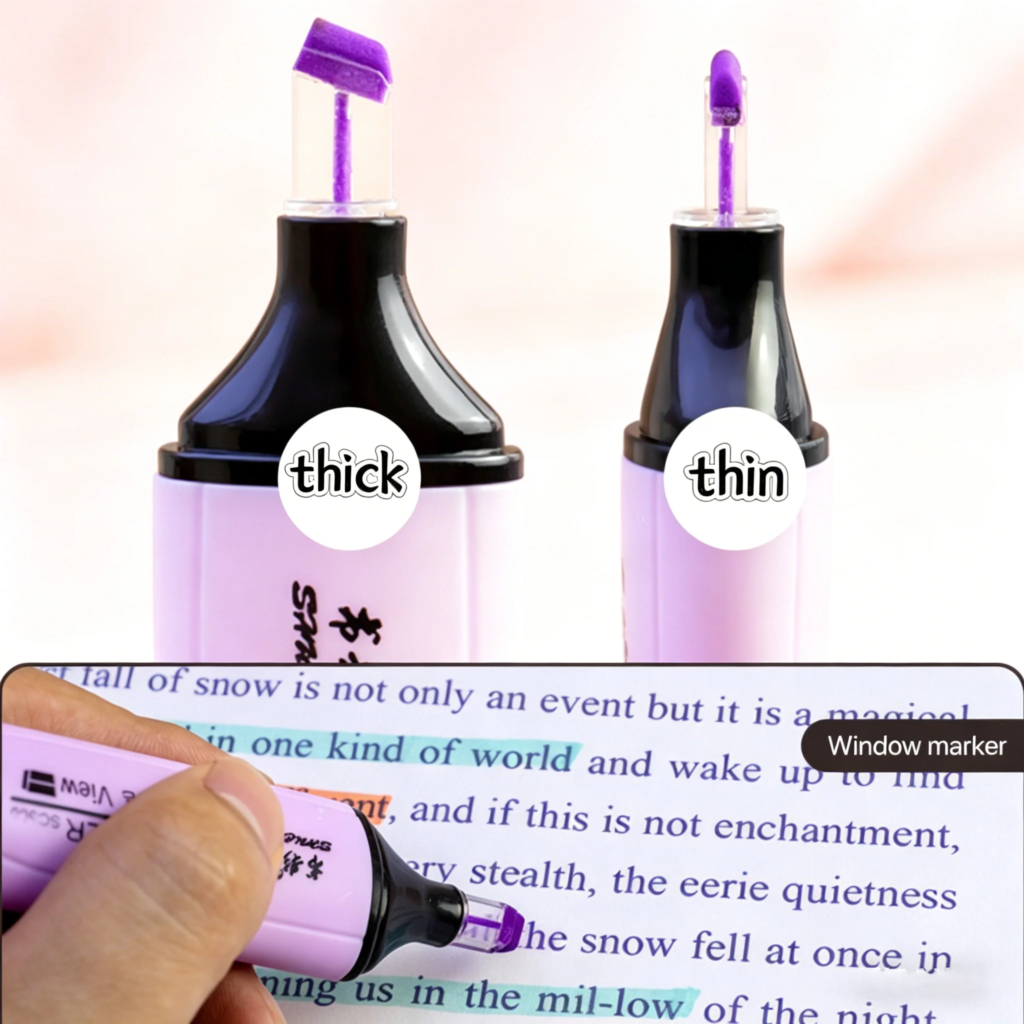 3/6pcs 360° rotating tip Clear View Tip Highlighter pens, For students Study School Office, Back to School