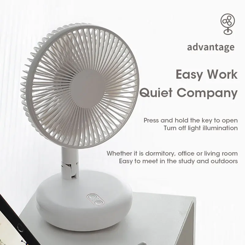

Portable Floor Fan USB Rechargeable Folding Stand Adjustable Height 3 Speeds Super Quiet for Home Office