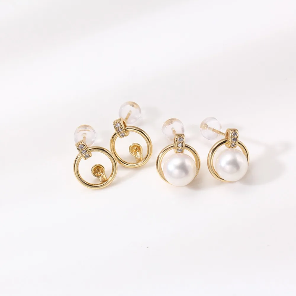 

6PCS S925 Sterling Silver Needle 18K Gold Wrapped Plated Brass Earring Settings Diy Jewelry Pearl Earrings Accessories