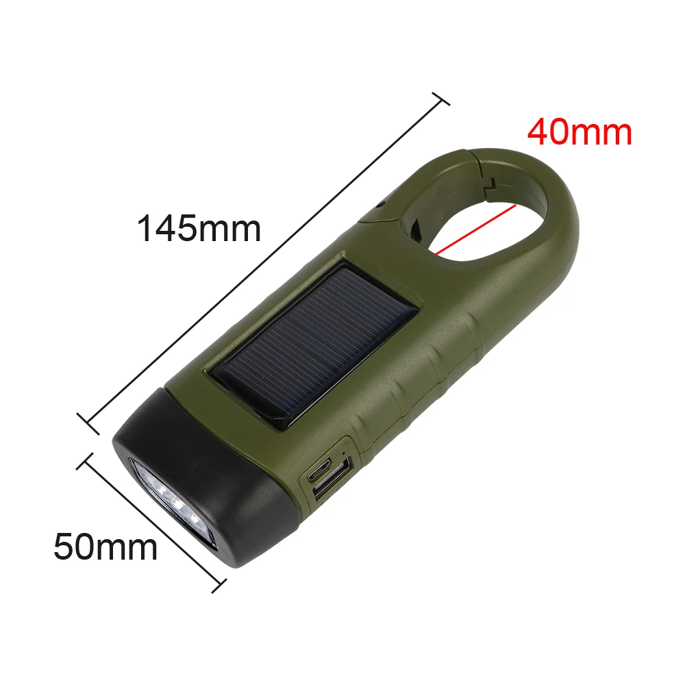 Power Bank Emergency Hand Crank Dynamo Solar Flashlight Rechargeable Survival Gear LED Flashlight For Fishing Boating Hiking