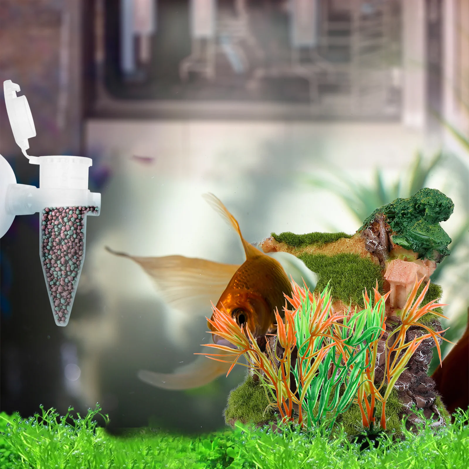 

5Pcs Automatic Feeder Shrimp Hatchery Tube Mini Aquarium Fish Tank Feeder Tube Suction Cup Adjustable Plastic Reusable