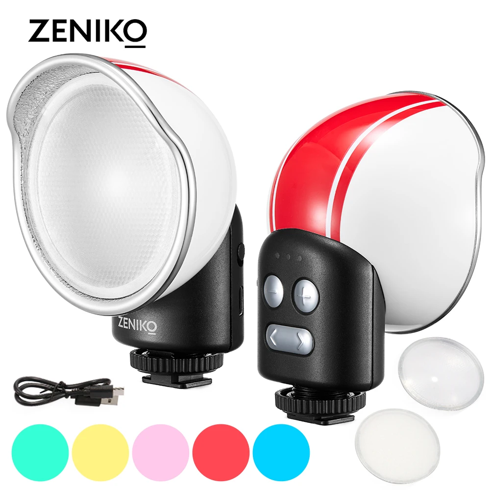 

ZENIKO VC3 Bi Retro LED Light with Color Filters Diffuser Universal Cold Shoe On Camera Photography Video Fill Light