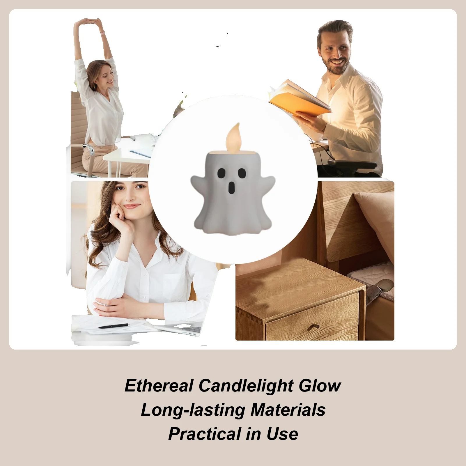 

Flameless Halloween Candles Mini Ghost Candle Light Resin Ghost Flameless Candle Light Artistic Miniature Decor For Halloween