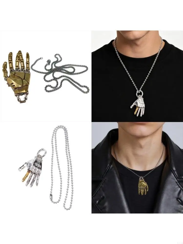  Futuristic Bionic Arm Copper Necklace Handcrafted Jewelry Gift for Men Women