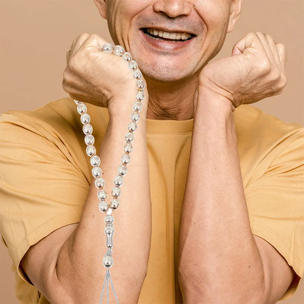 

2 Pcs Multicolor Acrylic Rosary Islam Prayer Beads Muslim Jewelry Bracelets Beige Beaded